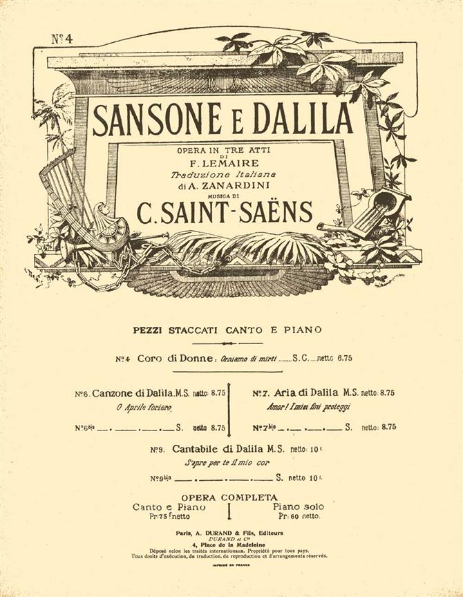 Samson Et Dalila N 4 It-Fr Choeur-Piano